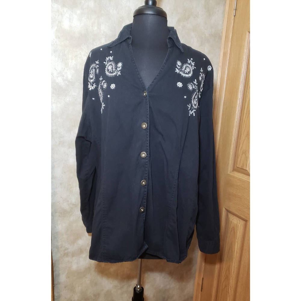 Studio West size 2XL black button up shacket